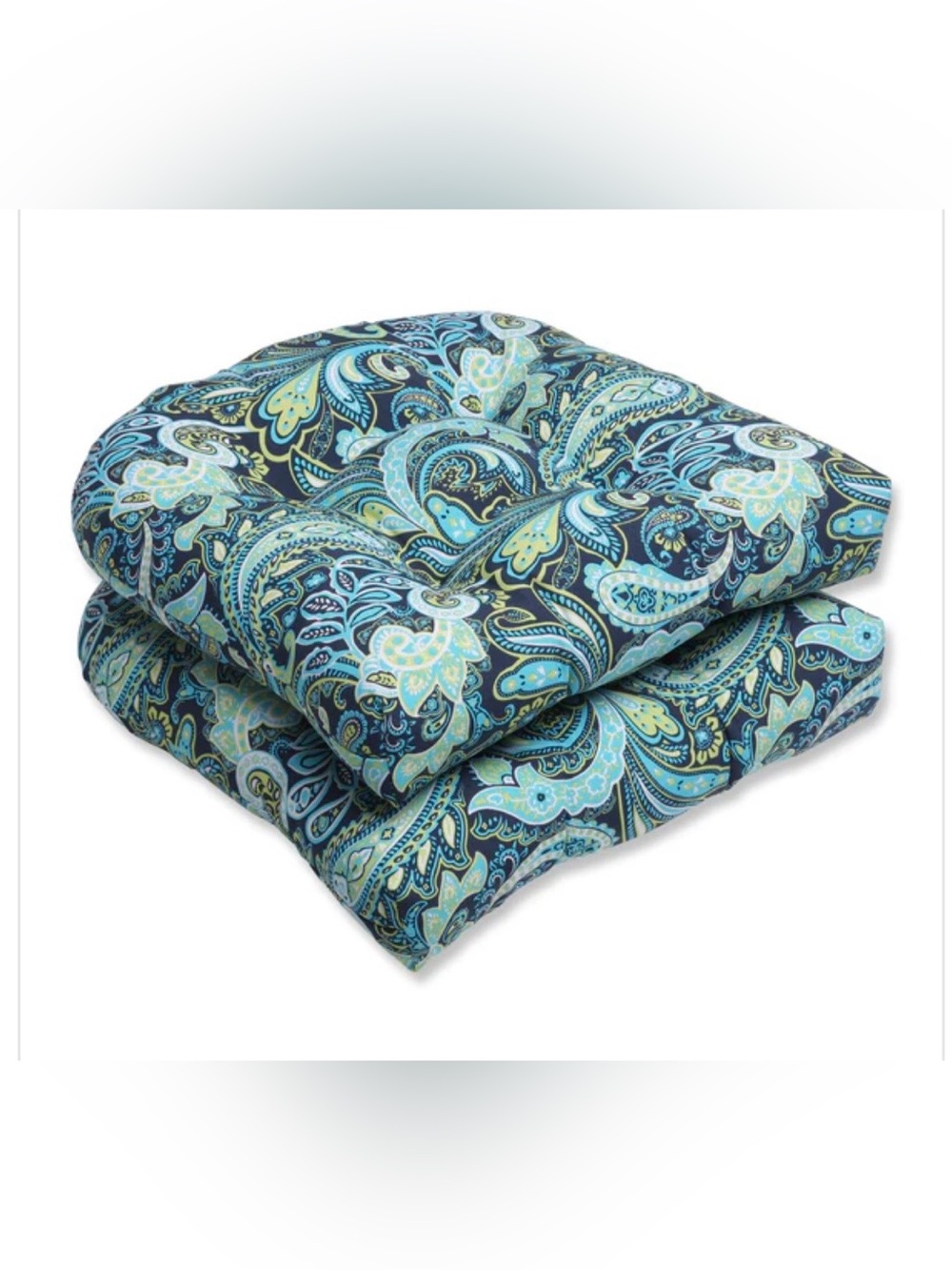 Pillow Perfect Blue Teal Paisley Seat Cushions